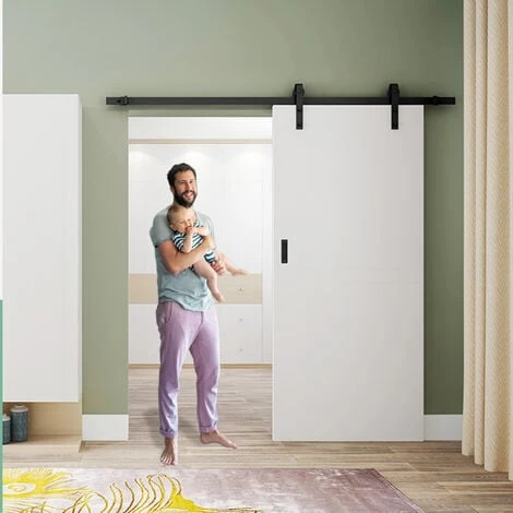 Froadp 183cm Quincaillerie Kit De Rail Système De Porte Coulissante Rail De Suspension En Acier Carbone Charge Jusqu'à 130KG Pour Porte De Grange En Métal Et Bois 4 Froadp 183cm Quincaillerie Kit De Rail Système De Porte Coulissante Rail De Suspension En Acier Carbone Charge Jusqu'à 130KG Pour Porte De Grange En Métal Et Bois – Image 4