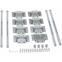 Kit Pour Portes Coulissantes 2 Vantaux Avec Amortisseurs 40kg (sans Rail) Galet Chariot Armoire Placard Garniture Chariot Embout Guidage Fixation Clé