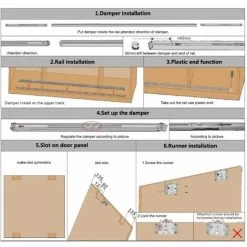 Kit Pour Portes Coulissantes 2 Vantaux Avec Amortisseurs 40kg (sans Rail) Galet Chariot Armoire Placard Garniture Chariot Embout Guidage Fixation Clé -Portes Et Fenêtres Magasin 71467854 4