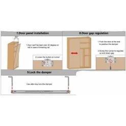 Kit Pour Portes Coulissantes 2 Vantaux Avec Amortisseurs 40kg (sans Rail) Galet Chariot Armoire Placard Garniture Chariot Embout Guidage Fixation Clé -Portes Et Fenêtres Magasin 71467854 5