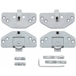Kit Complet 2x Garniture Complète Pour Porte Coulissante (monture Guide Butée Et Clé) 30kg Max, En Plastique Gris Rail Fourniture Coulisse Patin Chariot Supérieur Inférieur Butée