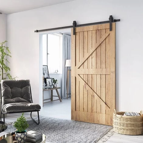 Froadp 200cm Quincaillerie Kit De Rail Système De Porte Coulissante Rail De Suspension En Acier Carbone Charge Jusqu'à 130KG Pour Porte De Grange En Métal Et Bois 4 Froadp 200cm Quincaillerie Kit De Rail Système De Porte Coulissante Rail De Suspension En Acier Carbone Charge Jusqu'à 130KG Pour Porte De Grange En Métal Et Bois – Image 4