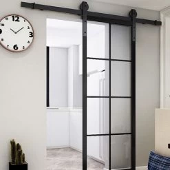 Froadp 200cm Quincaillerie Kit De Rail Système De Porte Coulissante Rail De Suspension En Acier Carbone Charge Jusqu'à 130KG Pour Porte De Grange En Métal Et Bois 9 Froadp 200cm Quincaillerie Kit De Rail Système De Porte Coulissante Rail De Suspension En Acier Carbone Charge Jusqu'à 130KG Pour Porte De Grange En Métal Et Bois -Portes Et Fenêtres Magasin 72872606 5