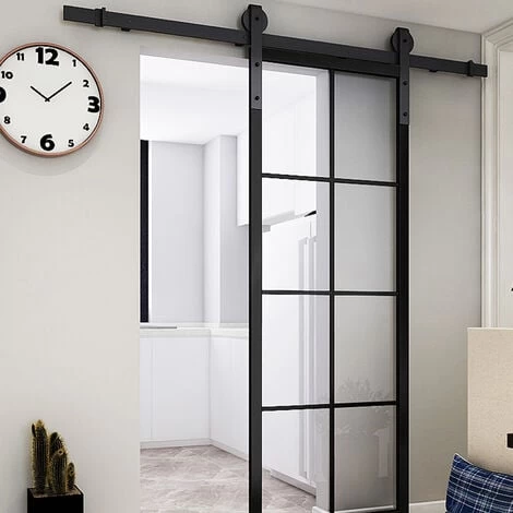 Froadp 200cm Quincaillerie Kit De Rail Système De Porte Coulissante Rail De Suspension En Acier Carbone Charge Jusqu'à 130KG Pour Porte De Grange En Métal Et Bois 5 Froadp 200cm Quincaillerie Kit De Rail Système De Porte Coulissante Rail De Suspension En Acier Carbone Charge Jusqu'à 130KG Pour Porte De Grange En Métal Et Bois – Image 5