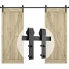 STOEX Quincaillerie Kit De Rail Roulettes Pour Porte Coulissante Hardware Pour Double Porte Suspendue En Bois Sliding Barn Door Hardware - 183CM/10FT