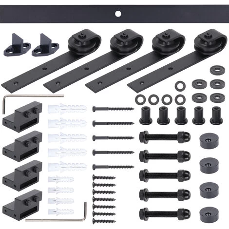 STOEX Quincaillerie Kit De Rail Roulettes Pour Porte Coulissante Hardware Pour Double Porte Suspendue En Bois Sliding Barn Door Hardware - 183CM/10FT 2 STOEX Quincaillerie Kit De Rail Roulettes Pour Porte Coulissante Hardware Pour Double Porte Suspendue En Bois Sliding Barn Door Hardware - 183CM/10FT – Image 2