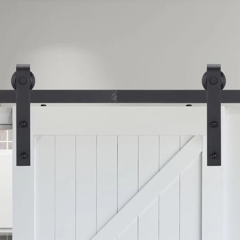 STOEX Quincaillerie Kit De Rail Roulettes Pour Porte Coulissante Hardware Pour Double Porte Suspendue En Bois Sliding Barn Door Hardware - 183CM/10FT 4 STOEX Quincaillerie Kit De Rail Roulettes Pour Porte Coulissante Hardware Pour Double Porte Suspendue En Bois Sliding Barn Door Hardware - 183CM/10FT – Image 4