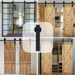STOEX Quincaillerie Kit De Rail Roulettes Pour Porte Coulissante Hardware Pour Double Porte Suspendue En Bois Sliding Barn Door Hardware - 183CM/10FT 9 STOEX Quincaillerie Kit De Rail Roulettes Pour Porte Coulissante Hardware Pour Double Porte Suspendue En Bois Sliding Barn Door Hardware - 183CM/10FT -Portes Et Fenêtres Magasin 77009088 5