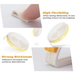 20m Bande De Joint, Auto-adhésif Anticollision Joint De Porte,Joint D'étanchéité De Porte Et Fenêtre Pour Anti-intempéries/isolation Acoustique - 9mmx6mm -Portes Et Fenêtres Magasin 78386253 4
