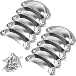 10pcs Poignée De Tiroir Vintage Poignée De Coquille Bouton De Porte Poignée De Meuble Cuisine Poignée Bouton En Forme De Coquille Poignée Bouton De Porte Décoration Rétro Pour Meuble Tiroir, Avec Vis