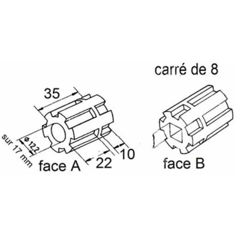 Moyeu D'entraînement Pour Treuil Volet Roulant Crabot Mâle 27mm Sortie Carrée De 8mm D'un Côté Et Ø 12mm De L'autre En Plastique Noir Embout Ouverture Fermeture Fenêtre Store 4 Moyeu D'entraînement Pour Treuil Volet Roulant Crabot Mâle 27mm Sortie Carrée De 8mm D'un Côté Et Ø 12mm De L'autre En Plastique Noir Embout Ouverture Fermeture Fenêtre Store – Image 4
