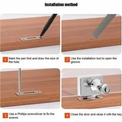 RUIOIU De Porte En Verre,Serrure Vitrine,Verrous De Sécurité à Double Ou Single Ouverture, Pour Porte En Verre De 5-8mm, Clé Séparée Sans Perçage, Alliage De Zinc 9 RUIOIU De Porte En Verre,Serrure Vitrine,Verrous De Sécurité à Double Ou Single Ouverture, Pour Porte En Verre De 5-8mm, Clé Séparée Sans Perçage, Alliage De Zinc -Portes Et Fenêtres Magasin 87204759 5
