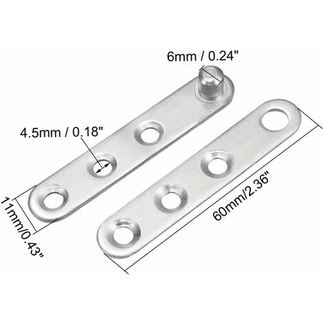 4pcs Charnière Pivot Porte Acier Inox 360 Degré Tournante 60mmx11mm 4 4pcs Charnière Pivot Porte Acier Inox 360 Degré Tournante 60mmx11mm – Image 4