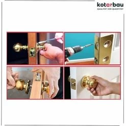 KOTARBAU Bouton De Porte Rotatif Noir Garniture De Porte Poignée De Porte Avec Vis De Montage Bouton à Bille En Acier Laqué Bouton De Porte Rotatif Garniture De Protection -Portes Et Fenêtres Magasin 88142184 3