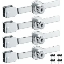 Lot De 4 Verrous De Porte Coulissante En Verre Avec Finition Chromée, Clés Identiques,petites,GU.B/bon Thsinde