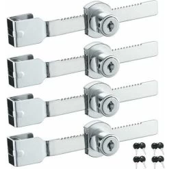 Lot De 4 Verrous De Porte Coulissante En Verre Avec Finition Chromée, Clés Identiques,petites,