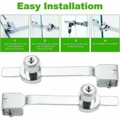 Lot De 4 Verrous De Porte Coulissante En Verre Avec Finition Chromée, Clés Identiques,petites, -Portes Et Fenêtres Magasin 88681765 4