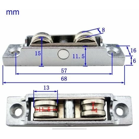Essieux 12 Mm Métal Pour Fenêtre Coulissante Roulettes Poulie à Double Roue 2 Essieux 12 Mm Métal Pour Fenêtre Coulissante Roulettes Poulie à Double Roue – Image 2