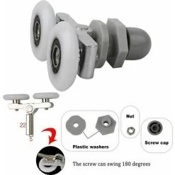 Roulettes Doubles Pour Porte De Douche Roulettes Pour Porte De Douche Roulettes Coulissantes Porte Salle De Bain Douche Rouleau De Douche De Rechange,Pièces De Rechange Pour Salle De Bain 23mm 4 PCS -Portes Et Fenêtres Magasin 88803064 3