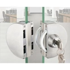 Double Serrure De Porte En Verre 304 En Acier Inoxydable, Les Deux Côtés Ouvrent Des Crochets De Porte Sans Cadre Pour Le Verre D'épaisseur De 10-12mm -Portes Et Fenêtres Magasin 88951199 3