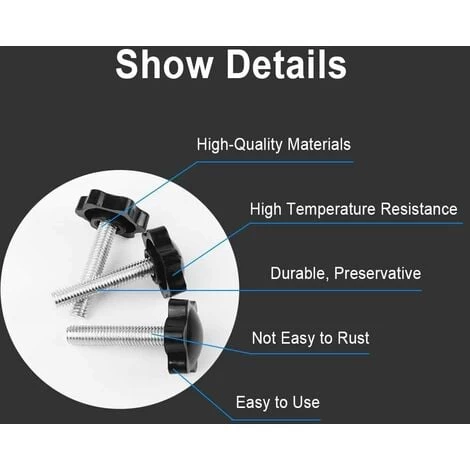 Liquidation totale Étoile à La Main Vis 15 Pièces Vis De Serrage Sur Le Bouton Étoile Bouton En Forme D'étoile Vis Sur Le Bouton Fil De Serrage Bouton Noir En Plastique Pour Meubles DeMachine-outil(M 2 Liquidation totale Étoile à La Main Vis 15 Pièces Vis De Serrage Sur Le Bouton Étoile Bouton En Forme D'étoile Vis Sur Le Bouton Fil De Serrage Bouton Noir En Plastique Pour Meubles DeMachine-outil(M – Image 2