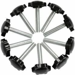 Liquidation totale 10Pcs Boutons De Serrage M8 X 40mm Vis à Tête Moletée, Bouton à Main Fileté Ecrou En Etoile Boulon De Serrage De Filetage M8 Avec Ecrou, Boutons De Serrage De Filetage Avec Poignée