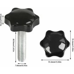 Liquidation totale 10Pcs Boutons De Serrage M8 X 40mm Vis à Tête Moletée, Bouton à Main Fileté Ecrou En Etoile Boulon De Serrage De Filetage M8 Avec Ecrou, Boutons De Serrage De Filetage Avec Poignée -Portes Et Fenêtres Magasin 89802774 3