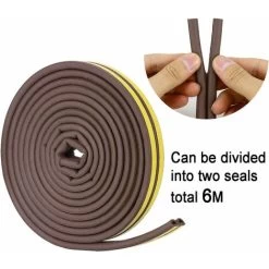 Joint Porte, Joint Fenêtre Pvc D Profil, Calfeutreur Les Porte Et Fenêtres Avec Forte Adhérence, Isoler Du Bruit Et Anti-intempéries, 6 Metres (Marron) -Portes Et Fenêtres Magasin 90583625 4