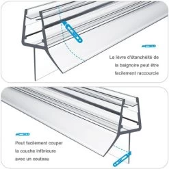 Heilmetz Joint De Douche 60cm Joint De Remplacement Porte De Douche Pour Verre épaisseur 4-6mm Joint De Porte De Douche Déflecteur D'eau Ou Joint De Cabine De Douche TYP3 -Portes Et Fenêtres Magasin 91075447 3