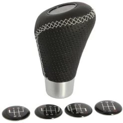 Pommeau Simili Cuir Noir Surpiqûre Blanc Avec Pastilles -Portes Et Fenêtres Magasin 92319723 3