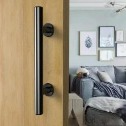 Rétro Poignée De Porte Coulissante Noir Aluminium Tirer Et Rincer La Sets De Poignées Pour Porte Coulissante En Bois, 30cm -Portes Et Fenêtres Magasin 93579340 3