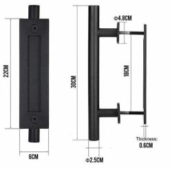 Rétro Poignée De Porte Coulissante Noir Aluminium Tirer Et Rincer La Sets De Poignées Pour Porte Coulissante En Bois, 30cm -Portes Et Fenêtres Magasin 93579340 5