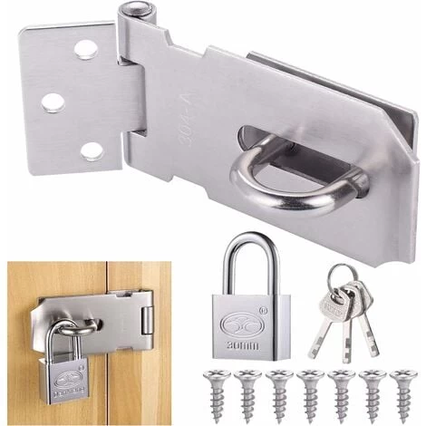 Loquet De Cadenas Agrafe Avec Cadenas Et Vis, Loquet Porte En Acier Inoxydable Avec Clé, Cadenas Agrafe Lourds, Verrou Porte Etanche, Fermeture Porte Pour Chambre à Coucher Patio Jardin (blanc) 1 Loquet De Cadenas Agrafe Avec Cadenas Et Vis, Loquet Porte En Acier Inoxydable Avec Clé, Cadenas Agrafe Lourds, Verrou Porte Etanche, Fermeture Porte Pour Chambre à Coucher Patio Jardin (blanc)