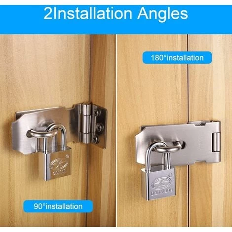 Loquet De Cadenas Agrafe Avec Cadenas Et Vis, Loquet Porte En Acier Inoxydable Avec Clé, Cadenas Agrafe Lourds, Verrou Porte Etanche, Fermeture Porte Pour Chambre à Coucher Patio Jardin (blanc) 3 Loquet De Cadenas Agrafe Avec Cadenas Et Vis, Loquet Porte En Acier Inoxydable Avec Clé, Cadenas Agrafe Lourds, Verrou Porte Etanche, Fermeture Porte Pour Chambre à Coucher Patio Jardin (blanc) – Image 3