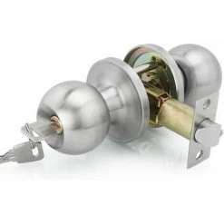 Poignée De Porte, Ronde Bouton Serrure Verrouillage Porte, Verrouillage Par Clés, Taille Du Loquet 60 / 70mm