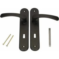 KOTARBAU Poignée De Porte 72 Mm Gauche Droite Serrure à Embout Noir Ensemble De Porte Garniture De Porte Poignée De Porte Poignée De Porte Ensemble De Poignées Porte De Chambre Plaque Longue Alu