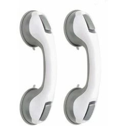 2 PCS Poignée Baignoire De Sécurité/Poignée/ventouse De Douche Pour Salle De Bain + WC (Gris)