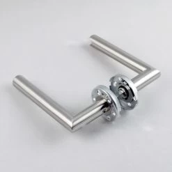 Paire De Poignées De Porte Sur Rosaces Rondes ， Inox 304 Sans Rosaces De Fonction(ponçage)