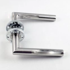 Paire De Poignées De Porte Sur Rosaces Rondes ， Inox 304 Sans Rosaces De Fonction(ponçage) -Portes Et Fenêtres Magasin 97248335 3