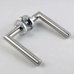 Paire De Poignées De Porte Sur Rosaces Rondes ， Inox 304 Sans Rosaces De Fonction(ponçage) -Portes Et Fenêtres Magasin 97248335 4