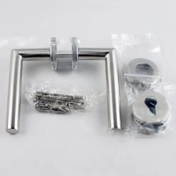 Paire De Poignées De Porte Sur Rosaces Rondes ， Inox 304 Sans Rosaces De Fonction(ponçage) -Portes Et Fenêtres Magasin 97248335 5