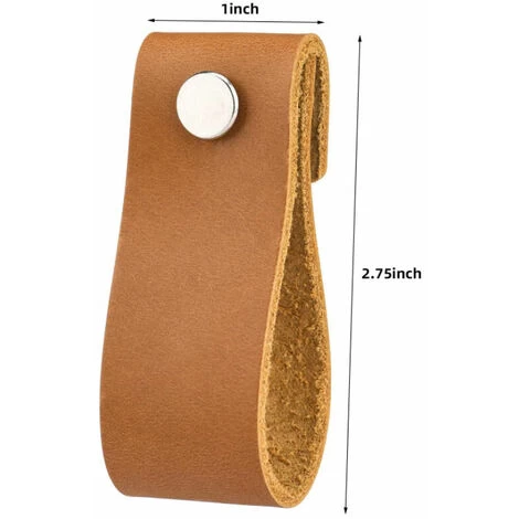 Poignées En Cuir Pour Meubles 6 2 Cm Poignées En Cuir Vintage Faites à La Main Pour Meubles De Cuisine - Salle De Bain - Armoires(café,8Pcs) 2 Poignées En Cuir Pour Meubles 6 2 Cm Poignées En Cuir Vintage Faites à La Main Pour Meubles De Cuisine - Salle De Bain - Armoires(café,8Pcs) – Image 2