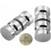 Lot De 2 De Poignées De Porte De Douche Bain Poignée De Porte De Douche 30 Mm Poignées De Porte De Remplacement En Chrome Poli Poignée De Porte Ronde En Verre En Acier Inoxydable Durable
