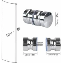 Lot De 2 De Poignées De Porte De Douche Bain Poignée De Porte De Douche 30 Mm Poignées De Porte De Remplacement En Chrome Poli Poignée De Porte Ronde En Verre En Acier Inoxydable Durable 8 Lot De 2 De Poignées De Porte De Douche Bain Poignée De Porte De Douche 30 Mm Poignées De Porte De Remplacement En Chrome Poli Poignée De Porte Ronde En Verre En Acier Inoxydable Durable -Portes Et Fenêtres Magasin 97835808 4